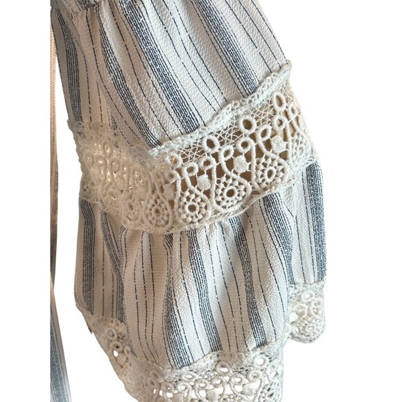 Kiwi + Punch Striped Off-Shoulder Smocked Tunic Blouse With Lace Bell‎ Sleeves - Picture 6 of 6